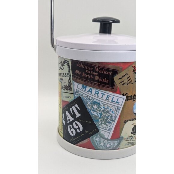Vintage Metal Ice Bucket With Numerous Whisky Label Exterior Design - Picture 4 of 16